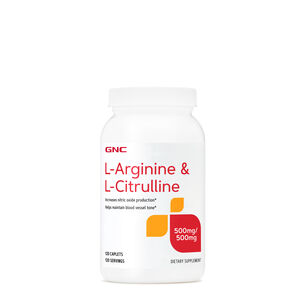 L-Arginine &amp; L-Citrulline 500 mg / 500 mg - 120 Caplets &#40;120 Servings&#41;  | GNC